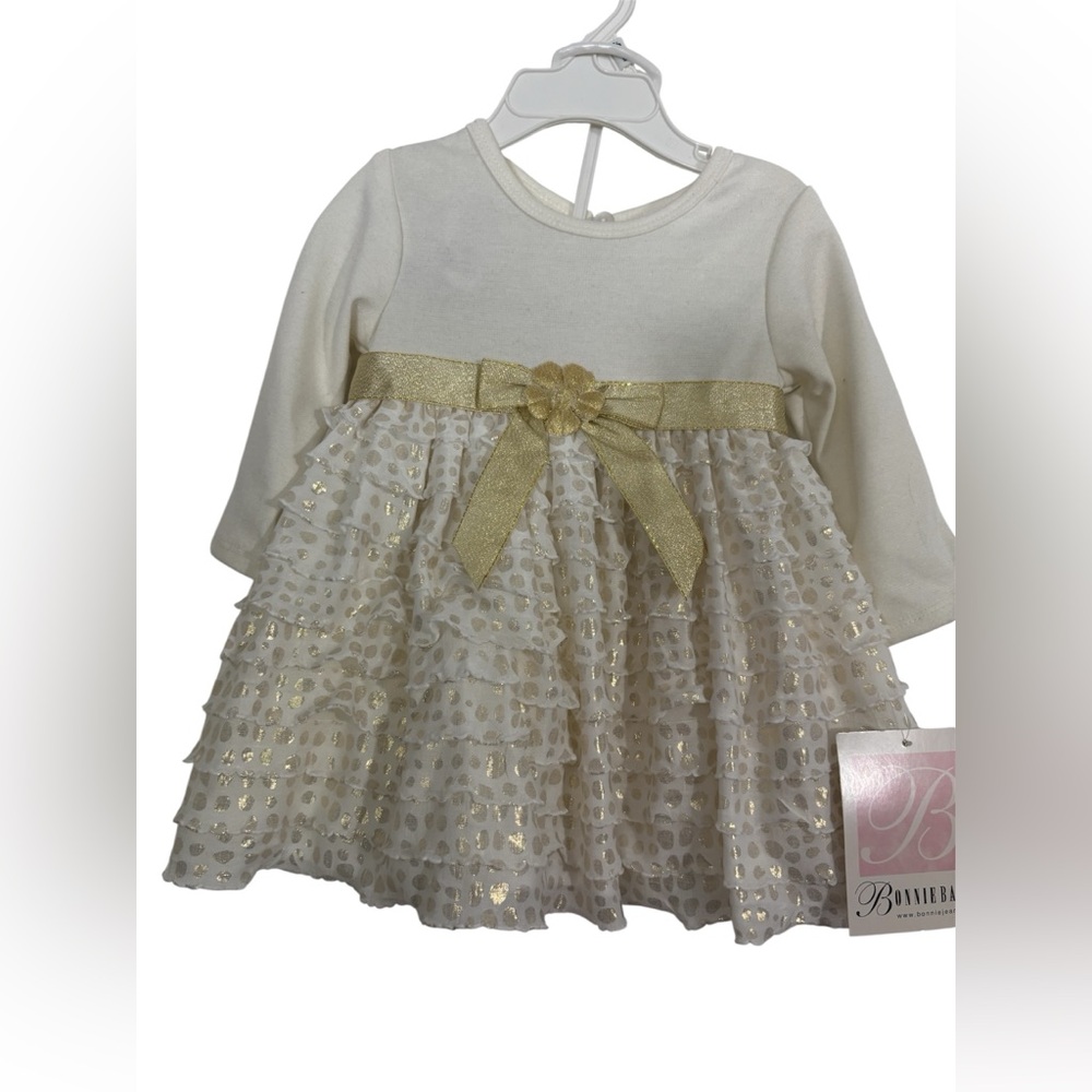 Elegant Cream and Gold Baby Dress